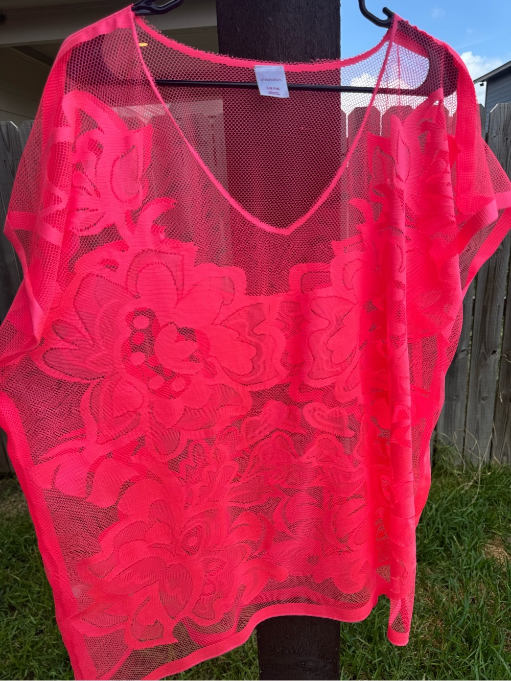 Xhilaration Hot Pink Mesh swim cover up